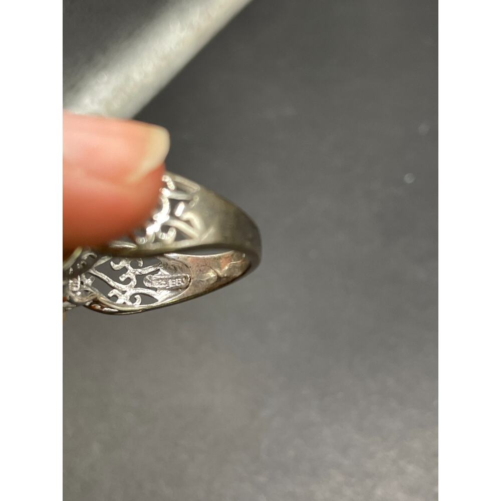 Vtg BBJ Smoky Quartz Gemstone 925 Sterling Silver Ring Oval Cut Filigree Sz 9.75 - Picture 4 of 6